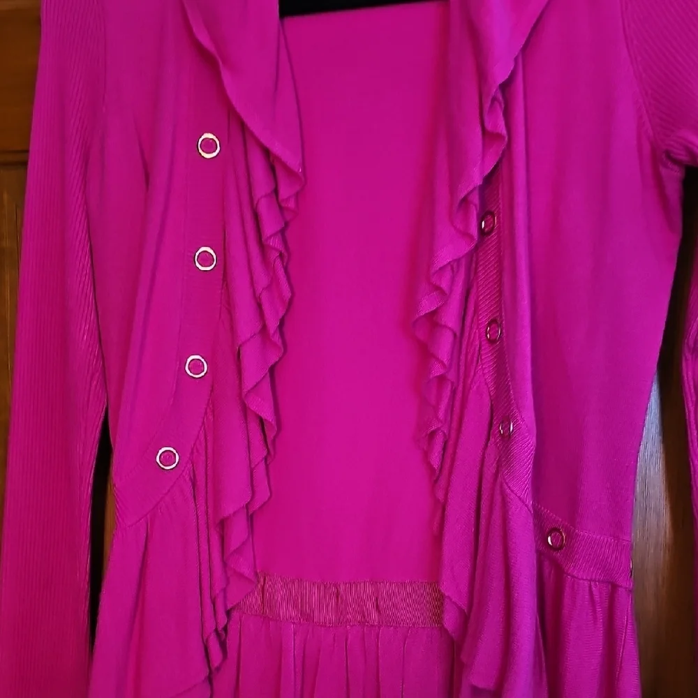 Cache Magenta Ruffled Cardigan - Picture 5 of 5